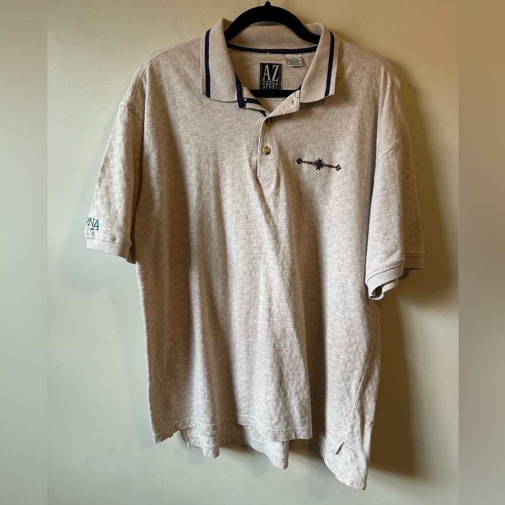 Vintage 90s Mens AZ Sport Polo Embroidered Southwest Tribal Arizona Golf